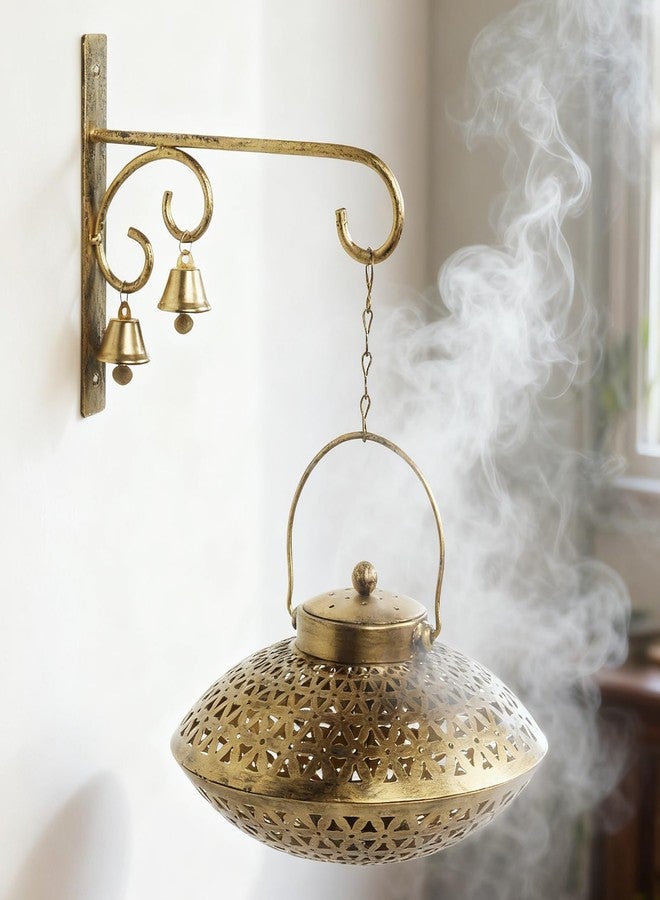 Lotoo Hanging Incense Burner, Cone Incense Holder with Brass Bells, Vintage Antique Home Room Wall Decor for House Warming Spiritual Reiki Yoga Meditation Gifts for Women Men - Image 3